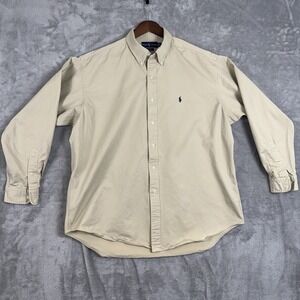 Ralph Lauren Shirt Mens XL Blake‎ Button Down Khaki  Tan Casual Cotton Vintage
